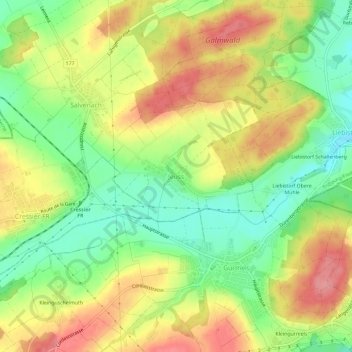Carte topographique Jeuss, altitude, relief