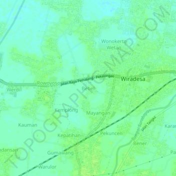 Carte topographique Bebel, altitude, relief