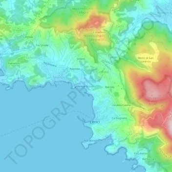 Carte topographique Venere Azzurra, altitude, relief