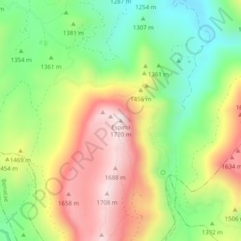 Carte topographique Espino, altitude, relief