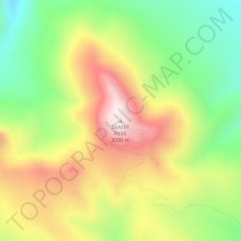 Carte topographique Sawtell Peak, altitude, relief