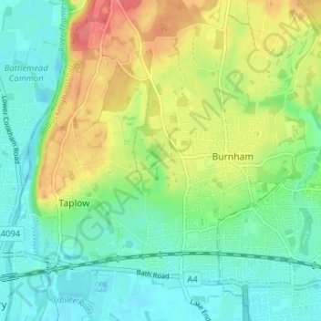Carte topographique Hitcham, altitude, relief