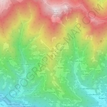 Carte topographique Sant'Anna, altitude, relief