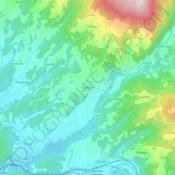 Carte topographique Moncigoli, altitude, relief