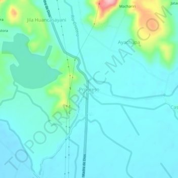 Carte topographique Progreso, altitude, relief