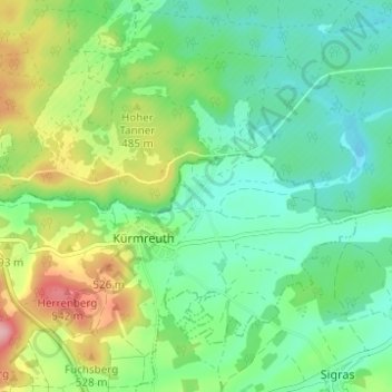 Carte topographique Hannesreuth, altitude, relief