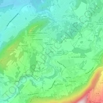 Carte topographique Lassy, altitude, relief