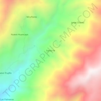 Carte topographique Santa Fe, altitude, relief