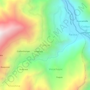 Carte topographique Pichihua, altitude, relief