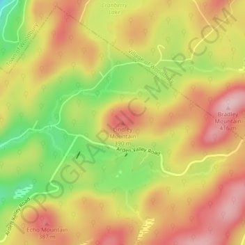 Carte topographique Lindley Mountain, altitude, relief