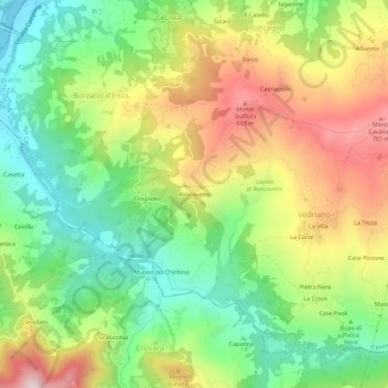 Carte topographique Roncovetro, altitude, relief