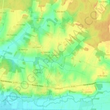 Carte topographique Panissière, altitude, relief