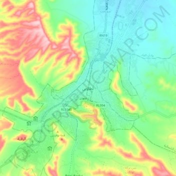 Carte topographique Tataouine, altitude, relief