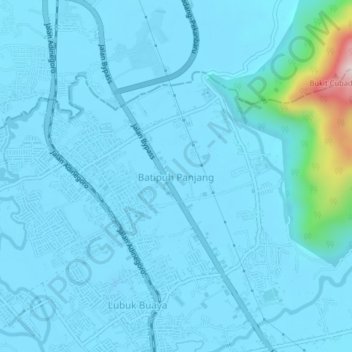 Carte topographique Batipuh Panjang, altitude, relief