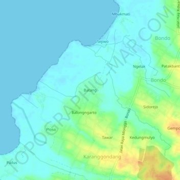 Carte topographique Batang, altitude, relief