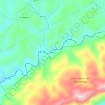 Carte topographique Bundy, altitude, relief