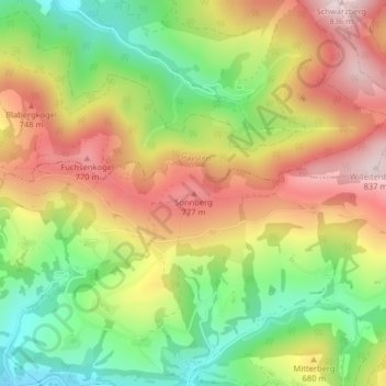 Carte topographique Sonnberg, altitude, relief