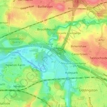 Carte topographique Maryville, altitude, relief