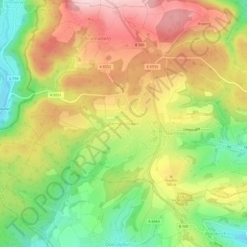 Carte topographique Remetschwiel, altitude, relief