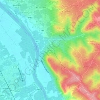 Carte topographique Montalier, altitude, relief