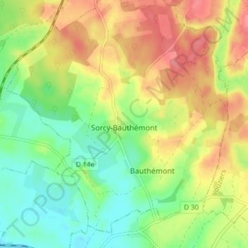 Carte topographique Sorcy, altitude, relief