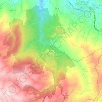 Carte topographique Le Macchie, altitude, relief