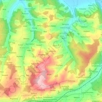 Carte topographique Ganzenberg, altitude, relief