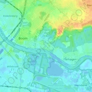 Carte topographique De Hoek, altitude, relief
