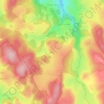 Carte topographique Toularic, altitude, relief
