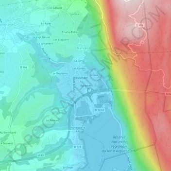 Carte topographique Bellemin, altitude, relief