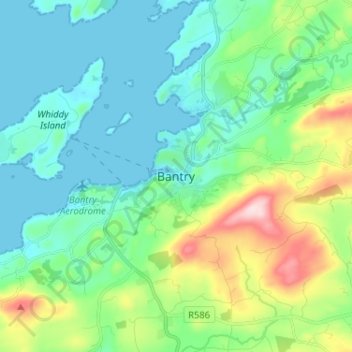 Carte topographique Bantry, altitude, relief