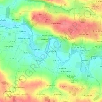 Carte topographique Le Val Giffard, altitude, relief