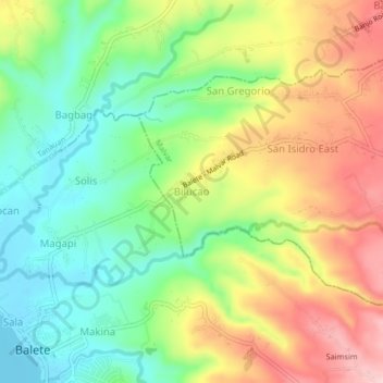 Carte topographique Bilucao, altitude, relief
