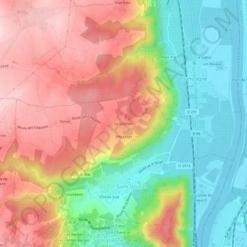 Carte topographique Le Grenier, altitude, relief