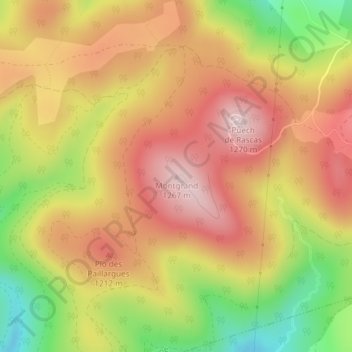 Carte topographique Montgrand, altitude, relief