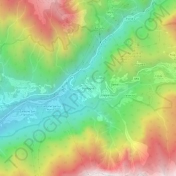 Carte topographique Bordogna, altitude, relief