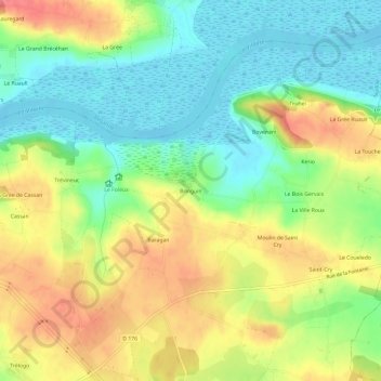 Carte topographique Bringuin, altitude, relief