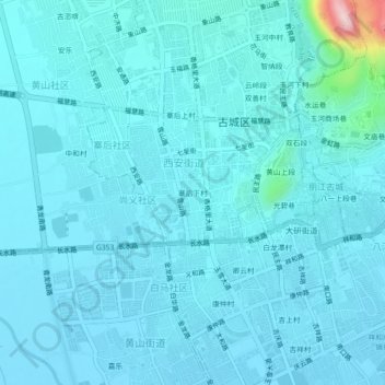 Carte topographique Zhaihouxiacun, altitude, relief