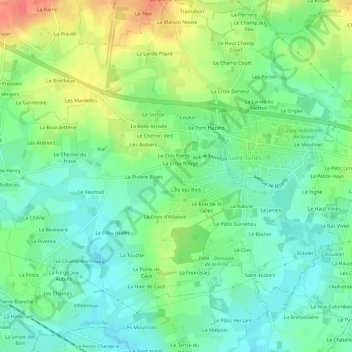 Carte topographique Le Puits Gaillard, altitude, relief