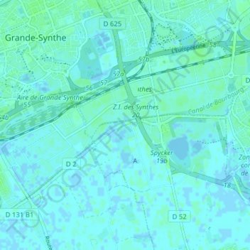 Carte topographique Cruputte Houck, altitude, relief