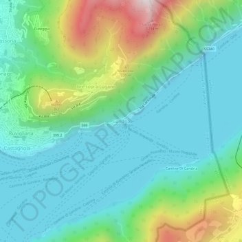 Carte topographique Gandria, altitude, relief