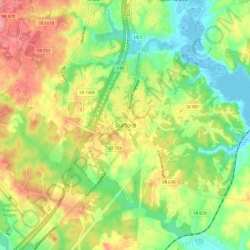 Carte topographique Stafford, altitude, relief