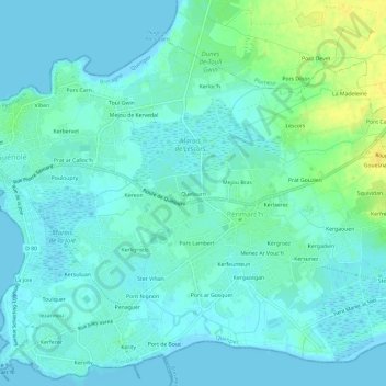 Carte topographique Quelourn, altitude, relief