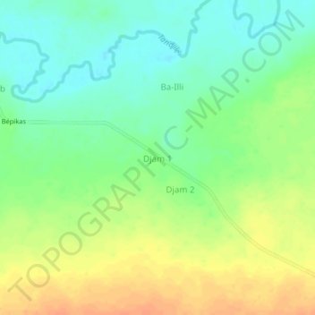 Carte topographique Djam 1, altitude, relief
