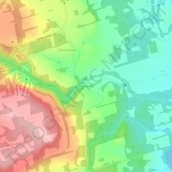 Carte topographique Glen Huron, altitude, relief
