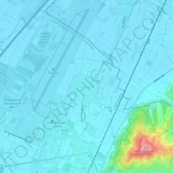 Carte topographique Hugsweier, altitude, relief