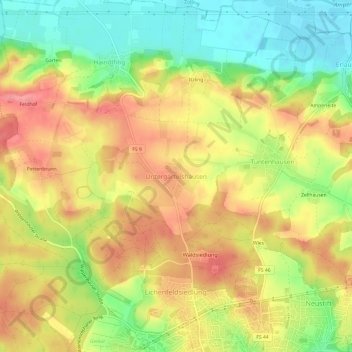 Carte topographique Untergartelshausen, altitude, relief