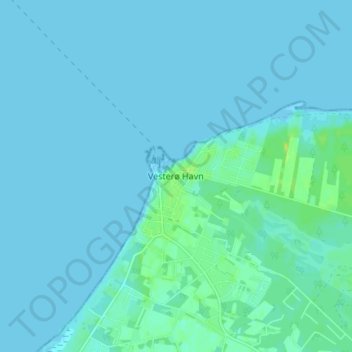 Carte topographique Vesterø Havn, altitude, relief