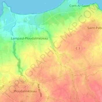 Carte topographique Kerleac'h, altitude, relief