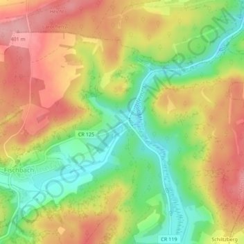 Carte topographique Schmiede, altitude, relief